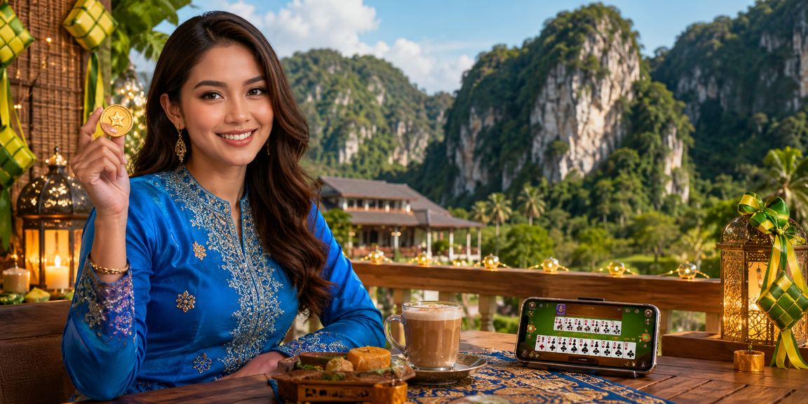 Pemain wanita berbaju kurung dari Ipoh bermain permainan dalam talian melalui peranti mudah alih