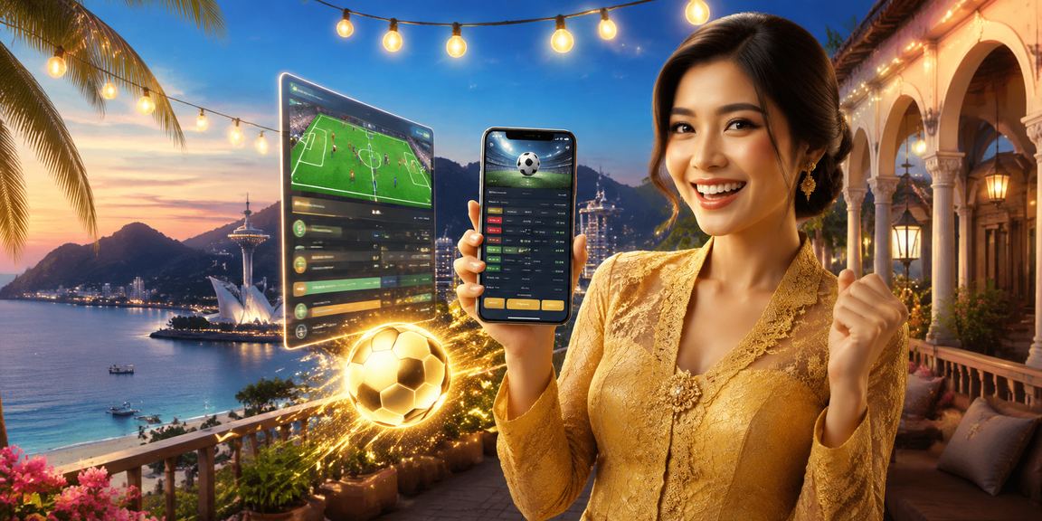 Pengguna wanita berbaju kebaya dari Langkawi menggunakan aplikasi kasino petronas77 di telefon pintar